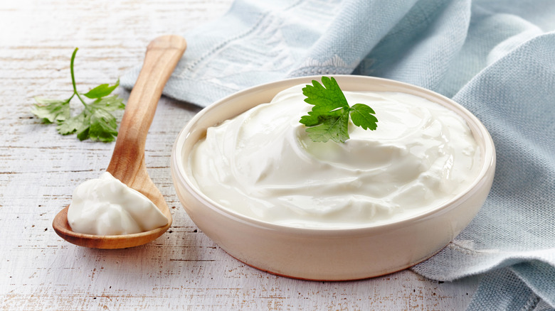 Bowl of sour cream