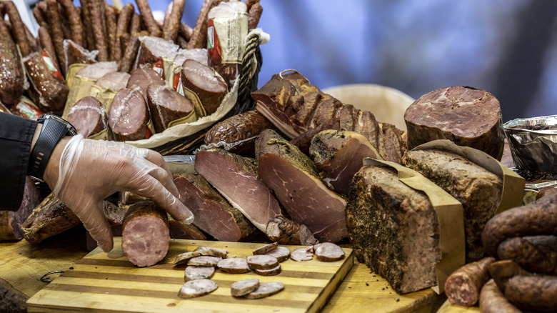 table of dried meats