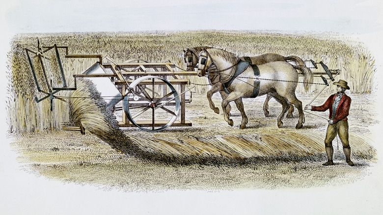 Scottish farmer and horses drawing