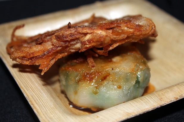 Pan-Fried Leek Dumpling and Taro Shrimp Patty