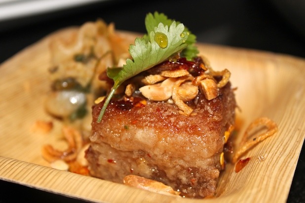 Crisp Fried Kurabuto Pork Belly with Kimchi and Chili Jam