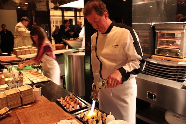 Chef Tim Cushman Torching An Order of Salmon Tataki Nigiri