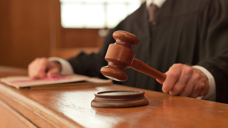 A judge banging a gavel
