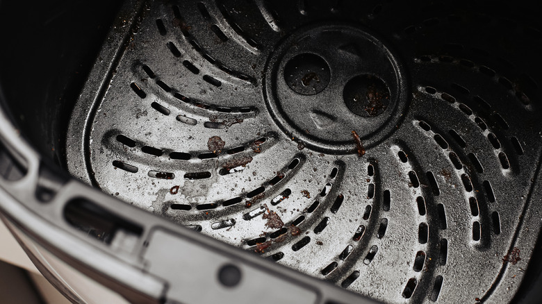 Interior of an air fryer's basket