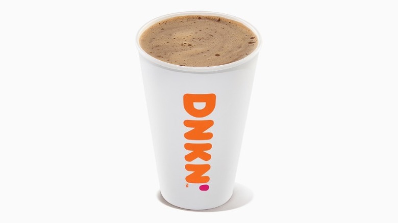 Hot coffee in Dunkin' to-go cup