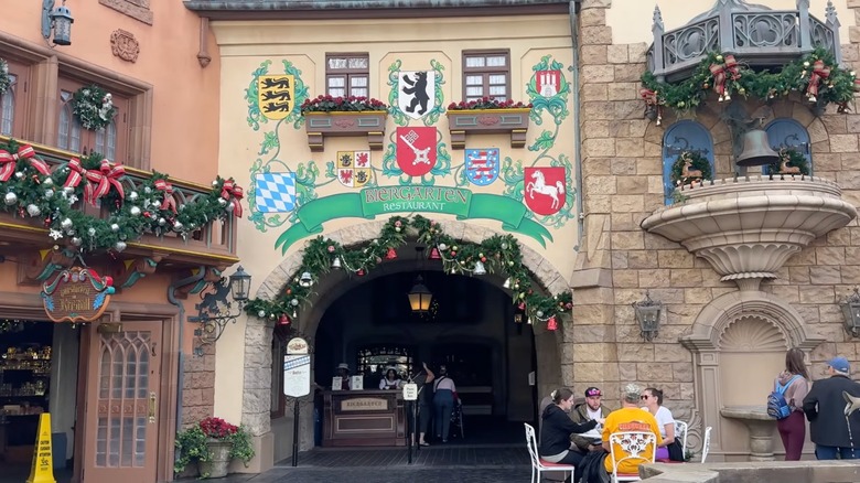 Entrance to the Biergarten restaurant in Disney World