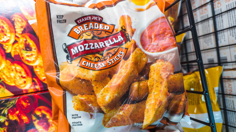 A bag of frozen mozzarella sticks