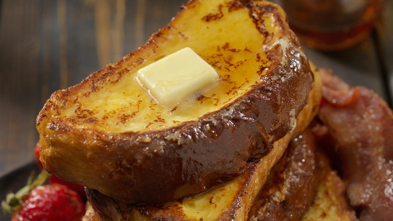 French toast with butter on top