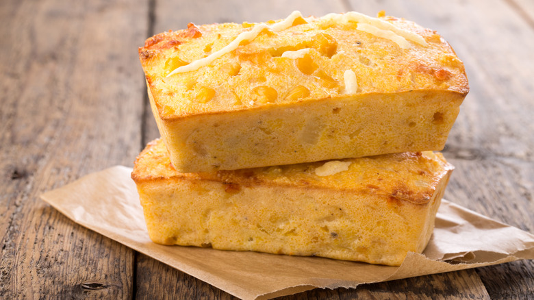 Cornbread with corn kernels and cheese