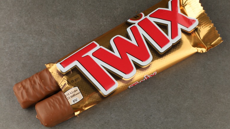 an opened package of Twix