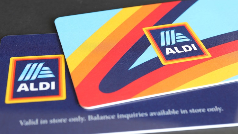close up of Aldi gift cards