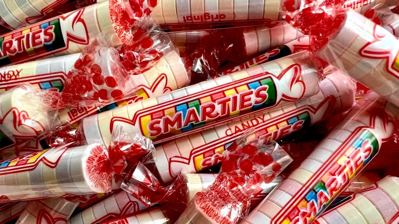 Pile of American Smarties packets