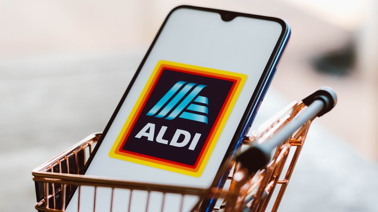 Aldi logo on cell phone screen