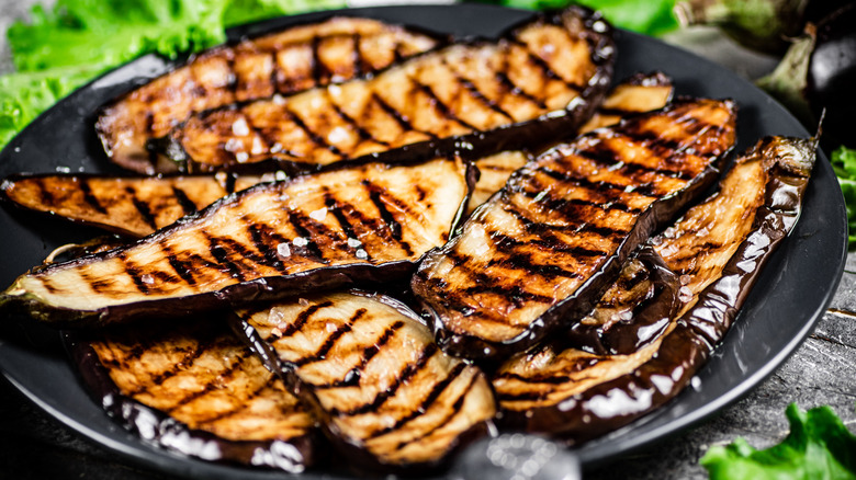 Plate of grilled eggplant