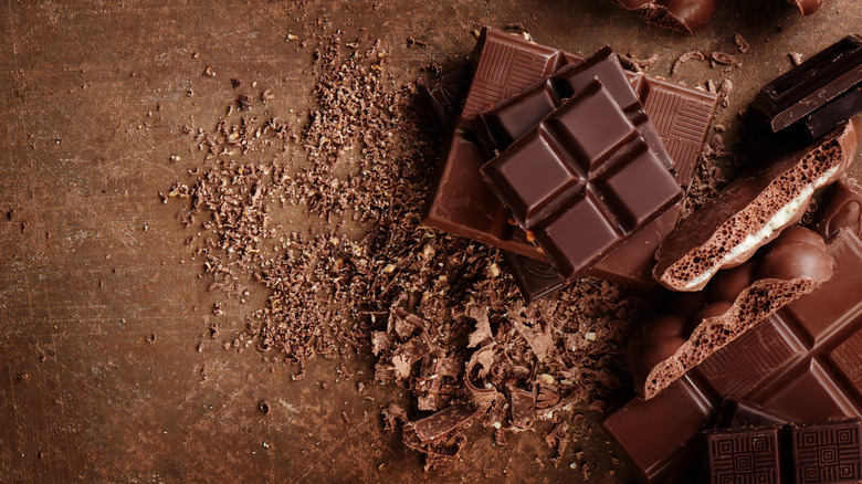 chocolate bars on a brown background