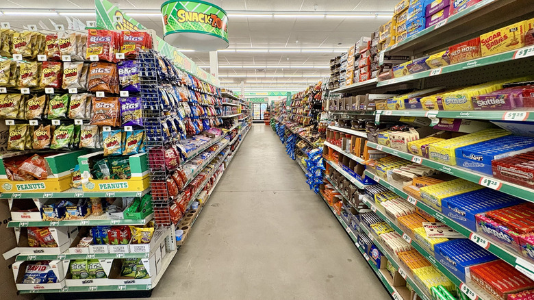 Dollar Tree snack aisle.