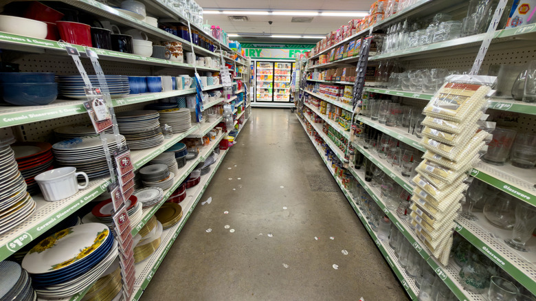 Dollar Tree crockery aisle