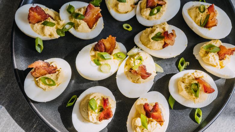 Deviled eggs on a platter