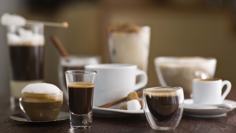 assorted coffee drinks