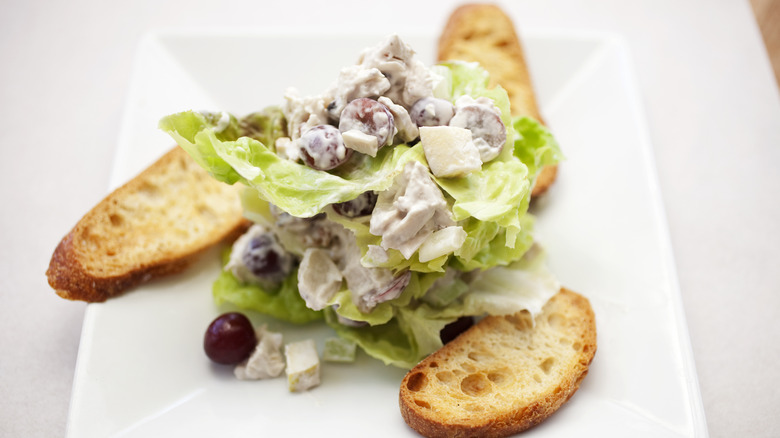Turkey salad on crostini