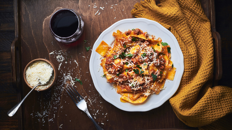 Traditional pasta dish served at an Italian restaurant