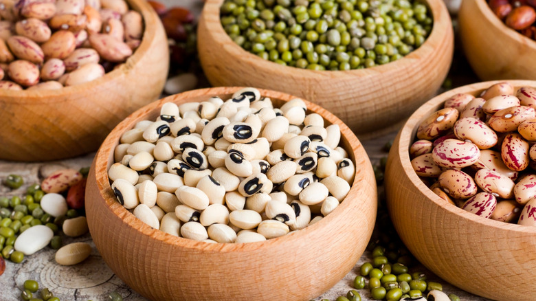 Dried beans in bowls