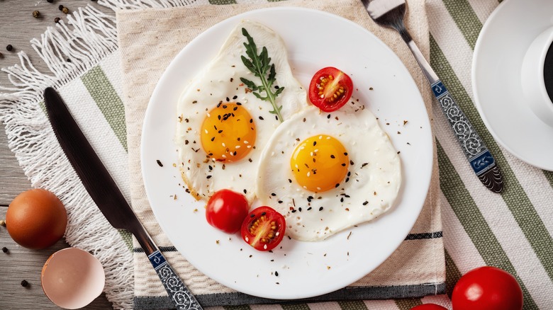 fried eggs on a plate