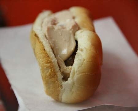 Hot Doug&apos;s, a Chicago hot dog institution.