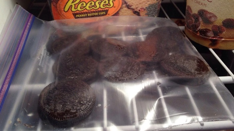 Frozen Oreos in freezer