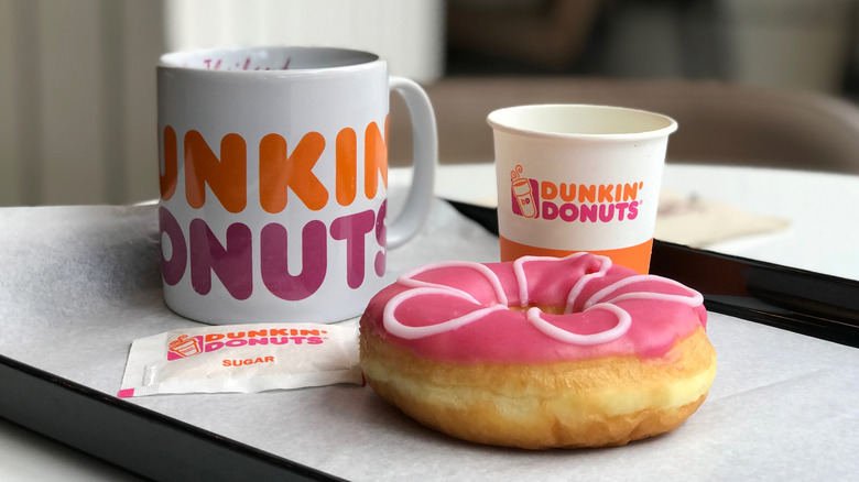 Dunkin' coffees and donut