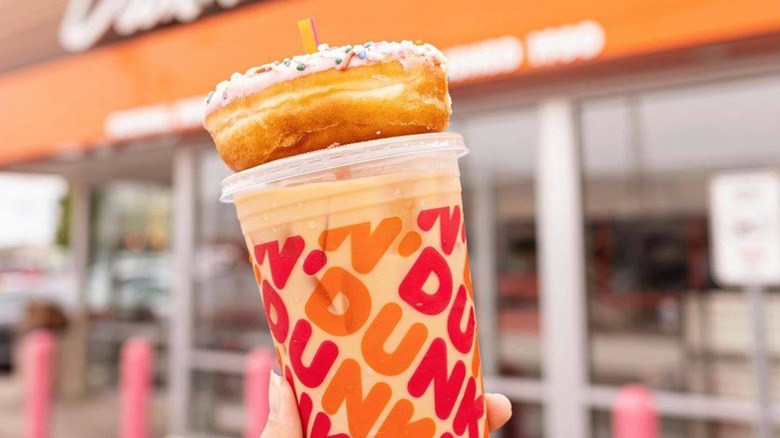 Dunkin' latte and donut
