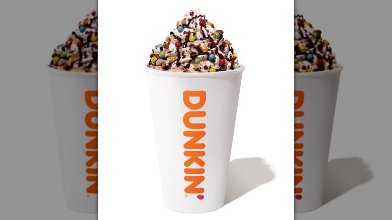 Dunkin' Hot Candy Bar Signature Latte on white background