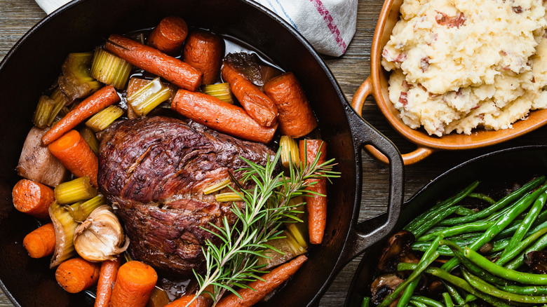 Pot roast in a cast iron Dutch oven