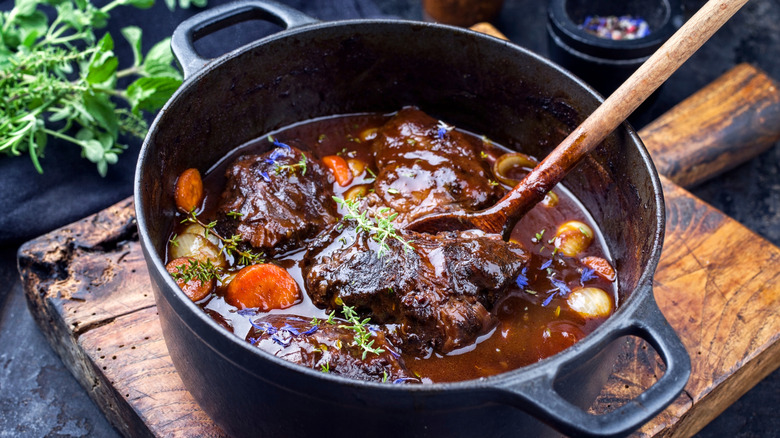 Pot roast in a cast iron Dutch oven