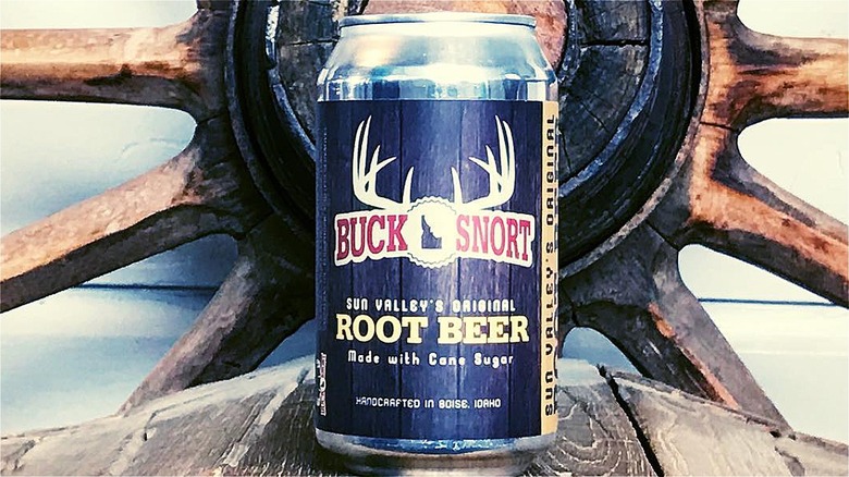Can of BuckSnort Soda Co. Root Beer