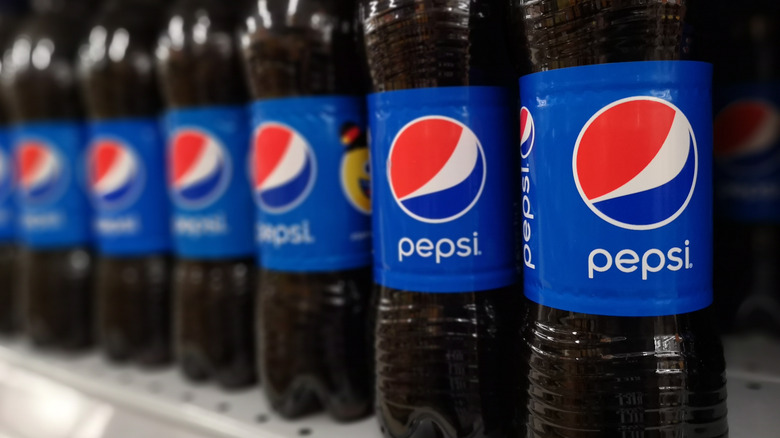 Pepsi bottles on shelf