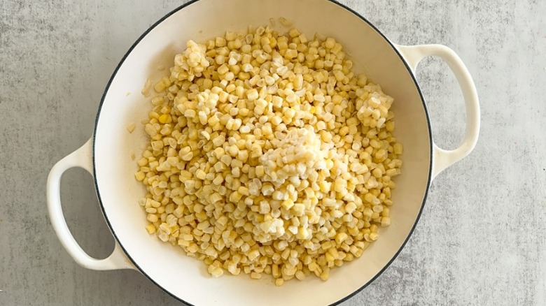 frozen corn in large skillet