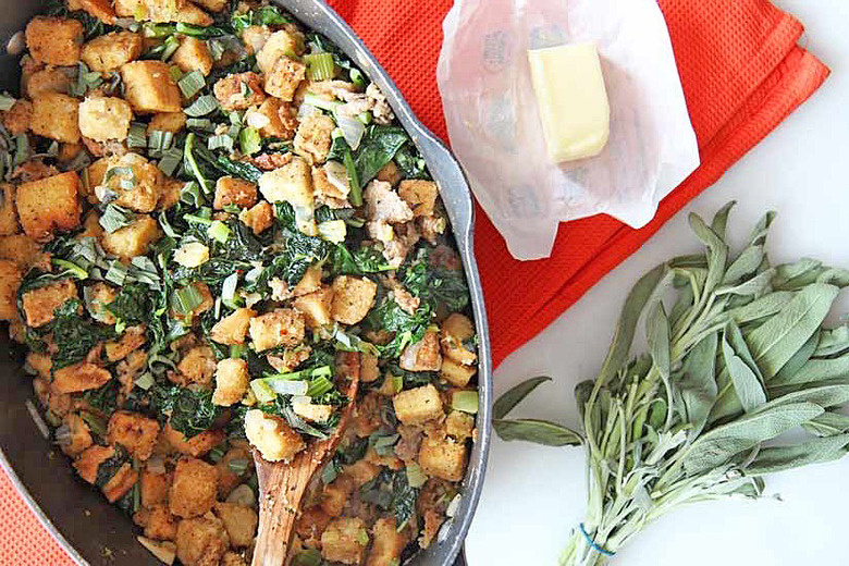 Easy Crouton, Sausage and Kale Stuffing