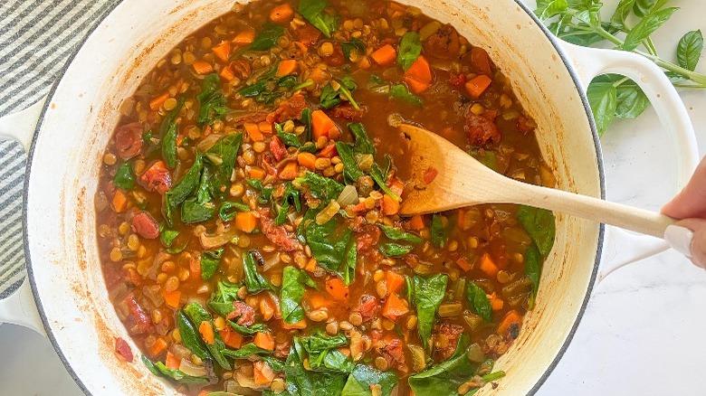 lentil soup with spinach