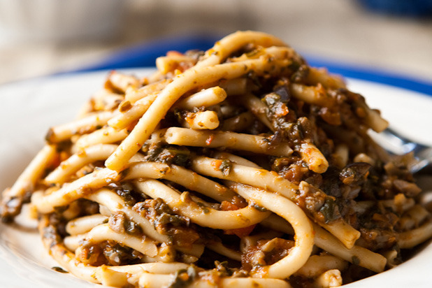 Bucatini with Vegetarian Ragù