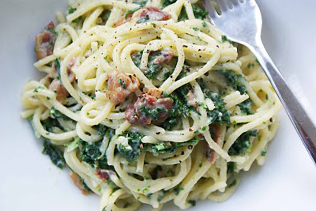 Spaghetti and Kale Carbonara