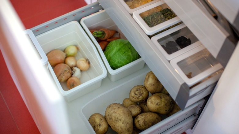 Fridge drawers with organized containers