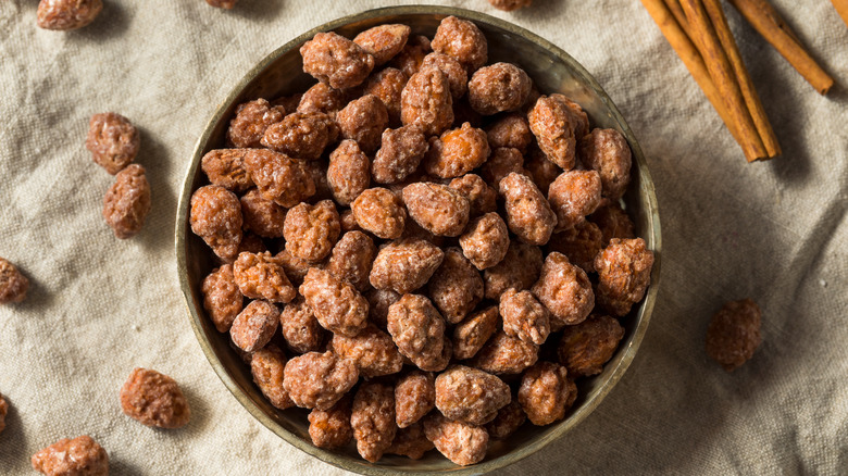 Candied almonds in a bowl