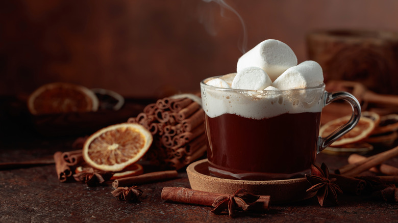 hot chocolate topped with marshmallows