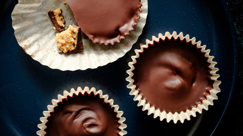 Homemade peanut butter cups in paper liners