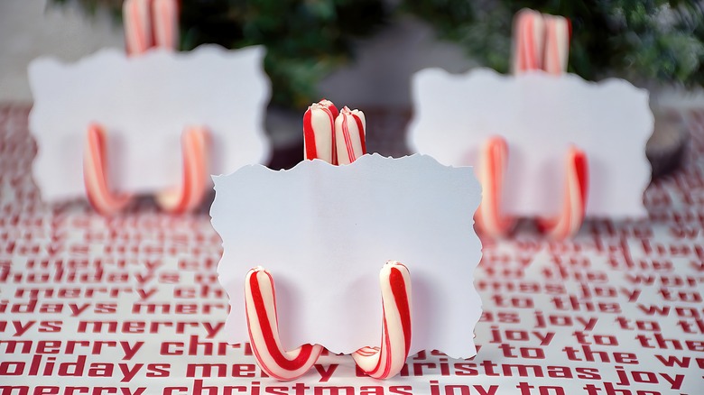 Blank candy cane place card holders
