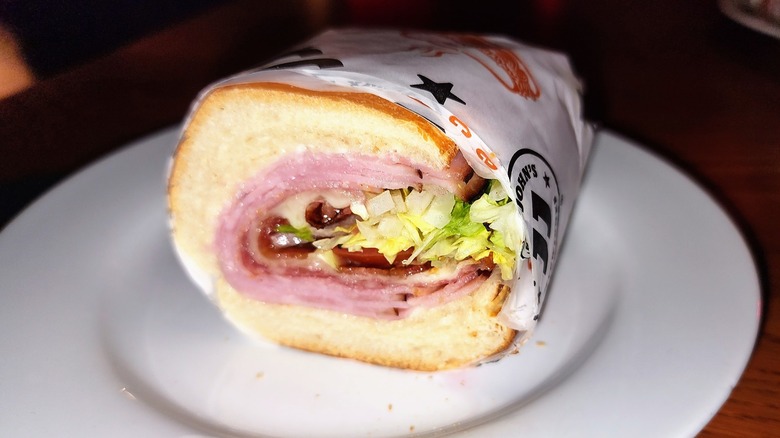 Jimmy John's Ultimate Italian sandwich on white plate