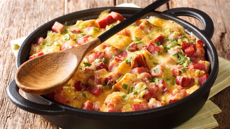 Egg casserole with meat and potatoes 