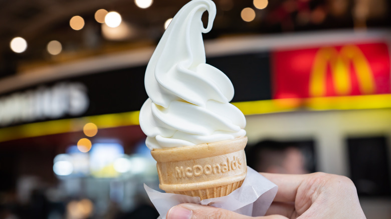 McDonald's soft serve ice cream in a cone