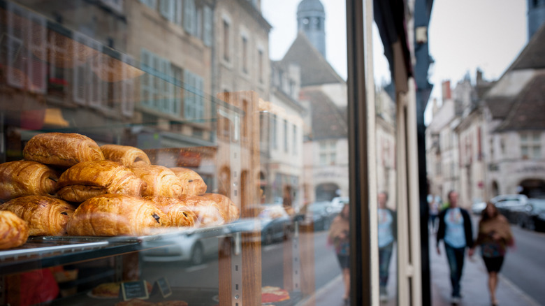 Pastry shop window in European city